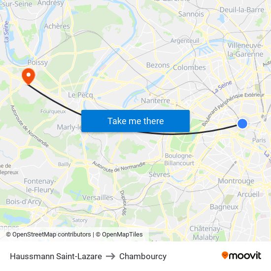 Haussmann Saint-Lazare to Chambourcy map