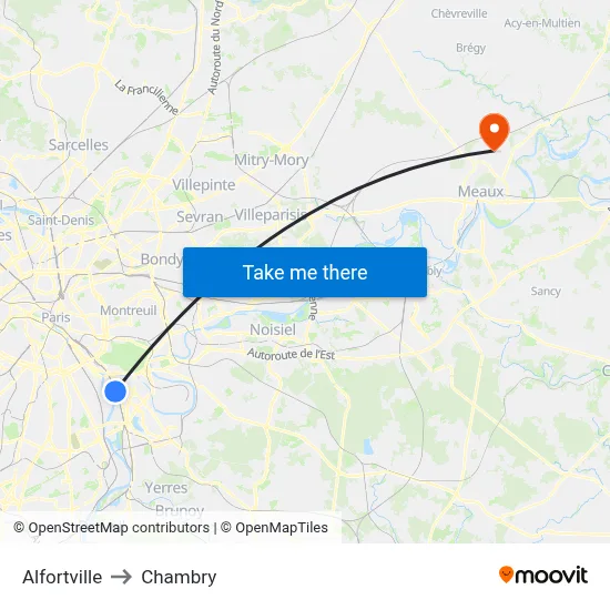 Alfortville to Chambry map