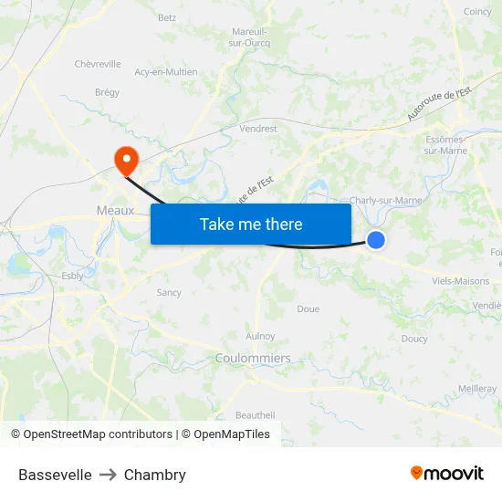 Bassevelle to Chambry map