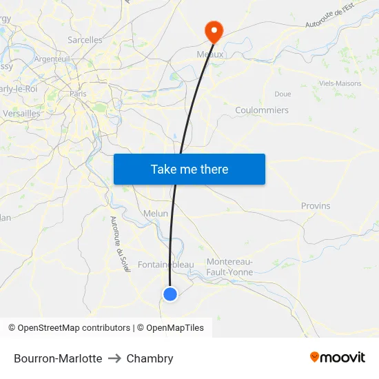 Bourron-Marlotte to Chambry map