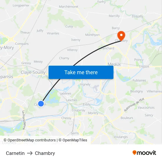 Carnetin to Chambry map