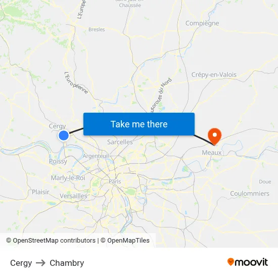 Cergy to Chambry map