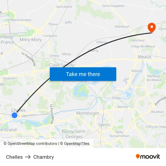 Chelles to Chambry map