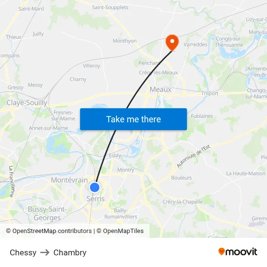 Chessy to Chambry map