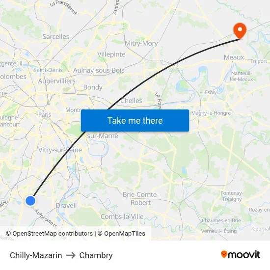 Chilly-Mazarin to Chambry map