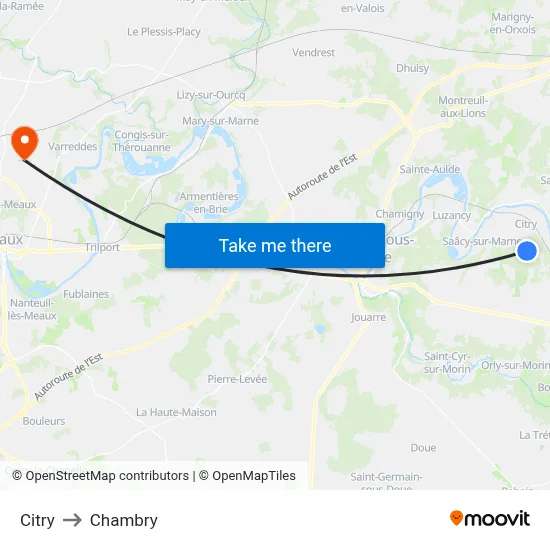 Citry to Chambry map