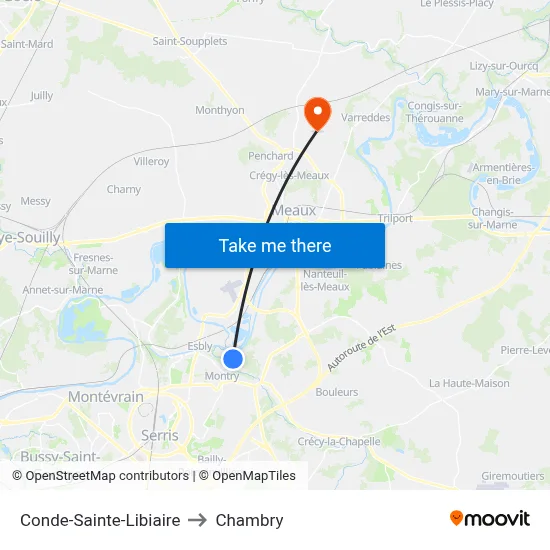 Conde-Sainte-Libiaire to Chambry map