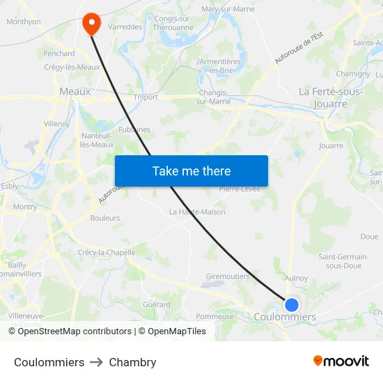 Coulommiers to Chambry map
