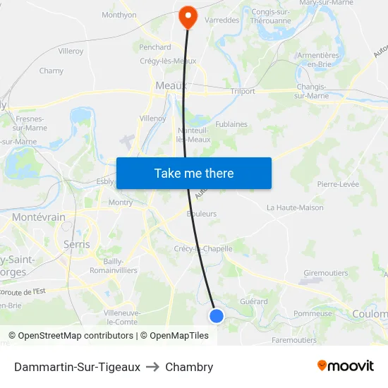 Dammartin-Sur-Tigeaux to Chambry map