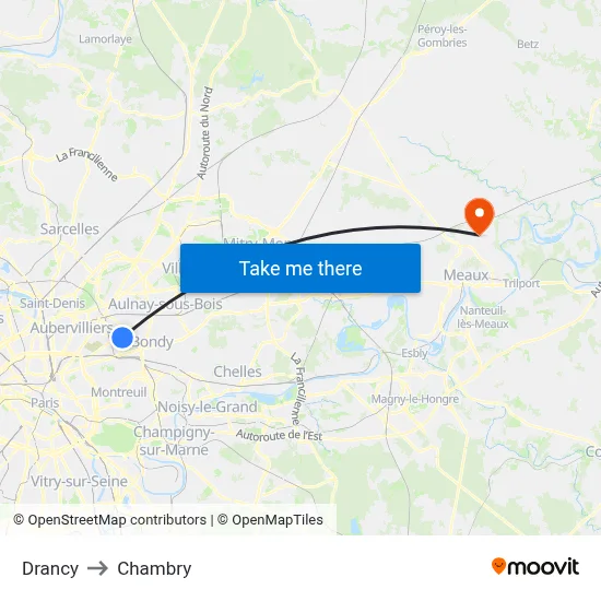Drancy to Chambry map