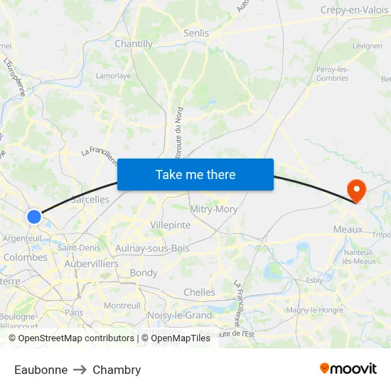 Eaubonne to Chambry map