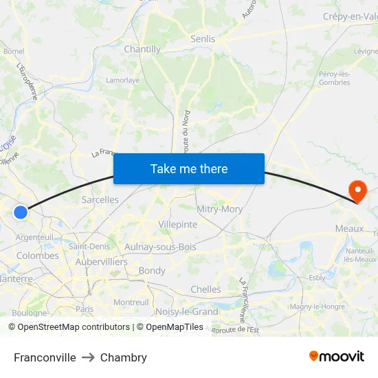 Franconville to Chambry map