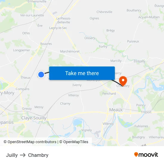 Juilly to Chambry map