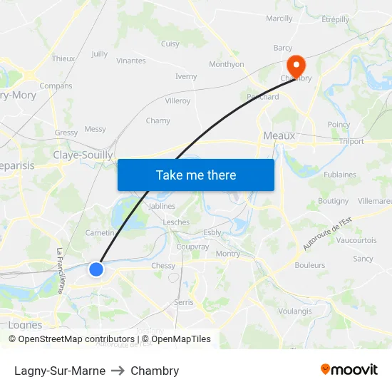 Lagny-Sur-Marne to Chambry map