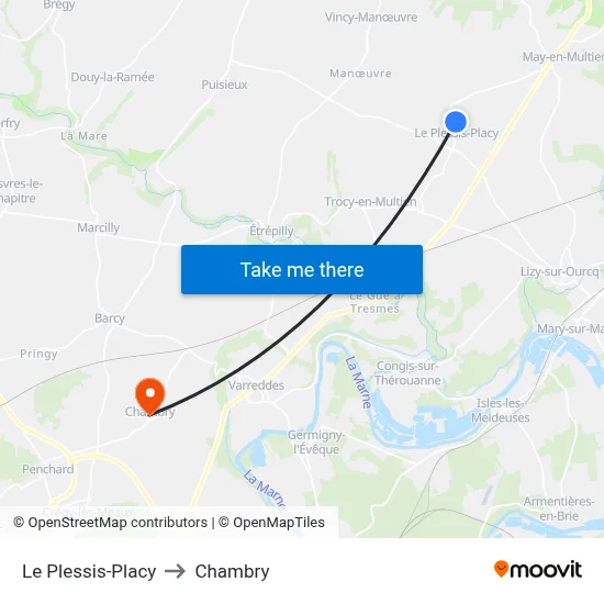 Le Plessis-Placy to Chambry map
