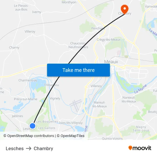 Lesches to Chambry map