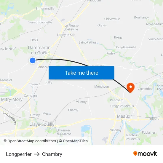 Longperrier to Chambry map
