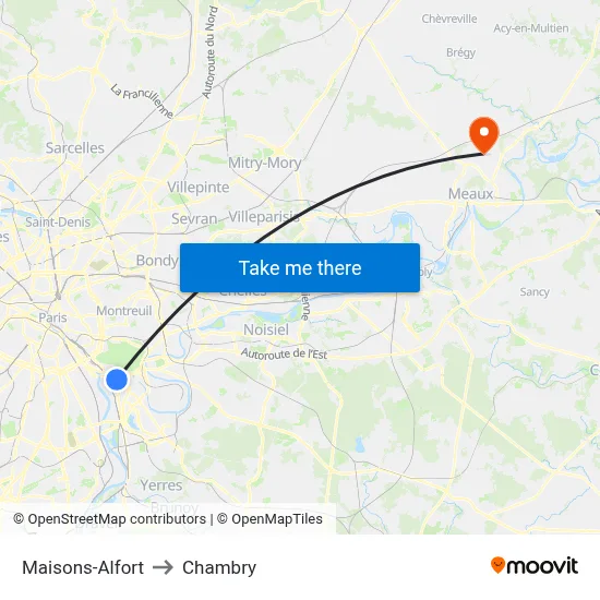 Maisons-Alfort to Chambry map