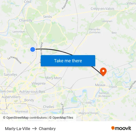 Marly-La-Ville to Chambry map