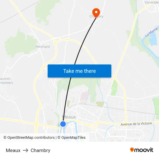 Meaux to Chambry map