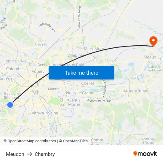 Meudon to Chambry map