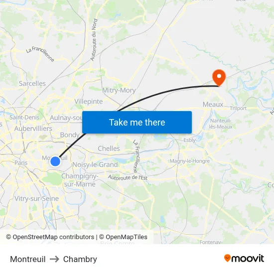 Montreuil to Chambry map