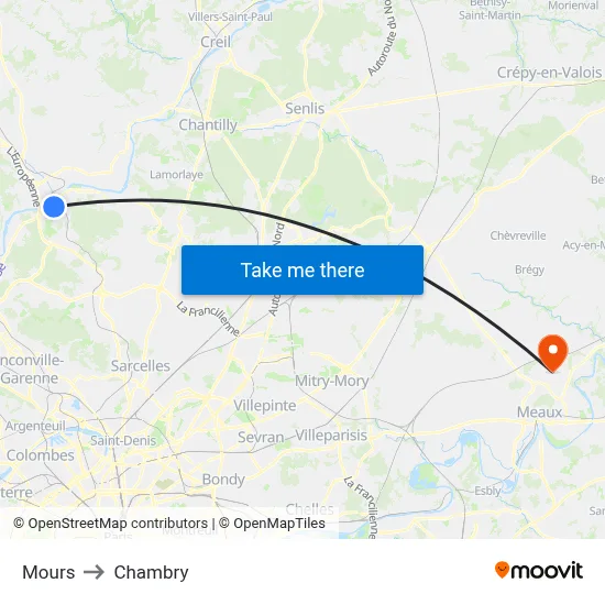Mours to Chambry map