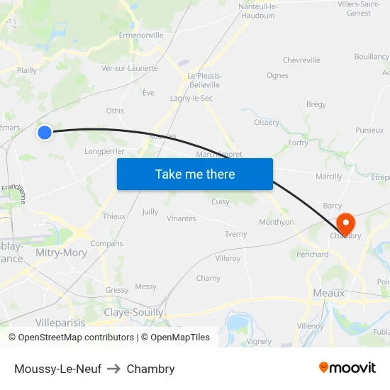 Moussy-Le-Neuf to Chambry map