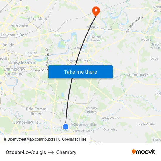Ozouer-Le-Voulgis to Chambry map