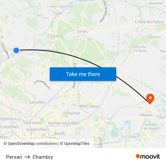 Persan to Chambry map