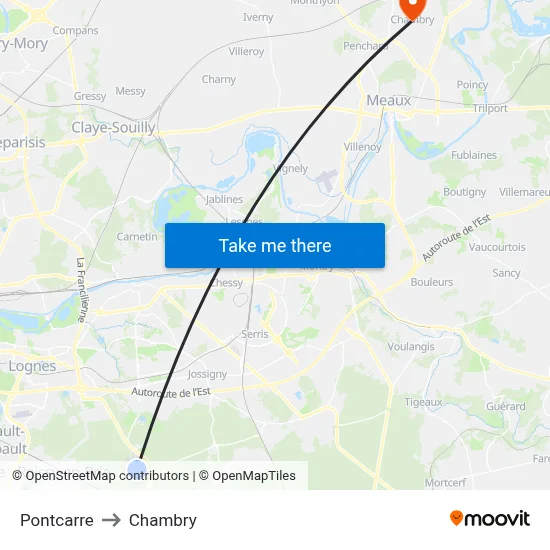 Pontcarre to Chambry map