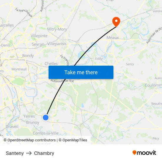 Santeny to Chambry map