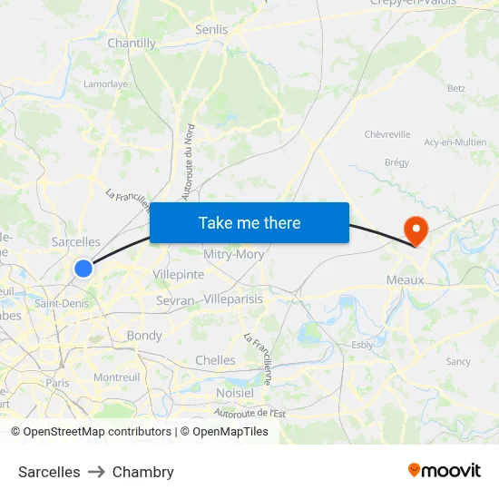 Sarcelles to Chambry map