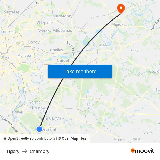 Tigery to Chambry map