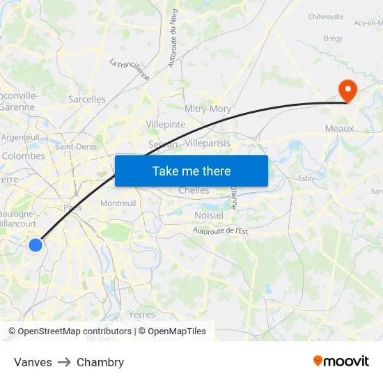 Vanves to Chambry map