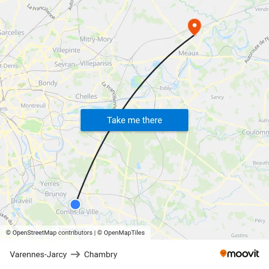 Varennes-Jarcy to Chambry map