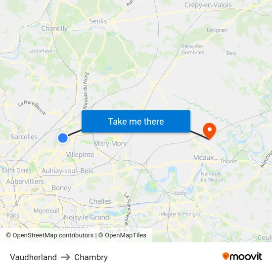 Vaudherland to Chambry map