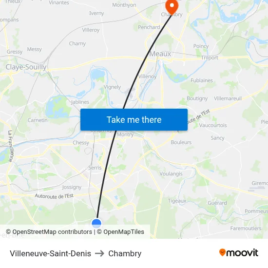 Villeneuve-Saint-Denis to Chambry map