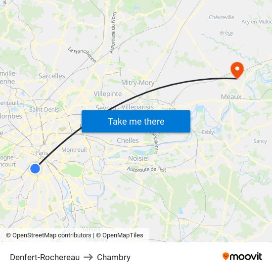 Denfert-Rochereau to Chambry map