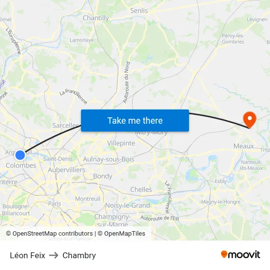 Léon Feix to Chambry map