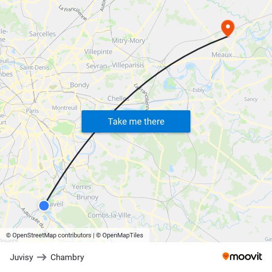 Juvisy to Chambry map