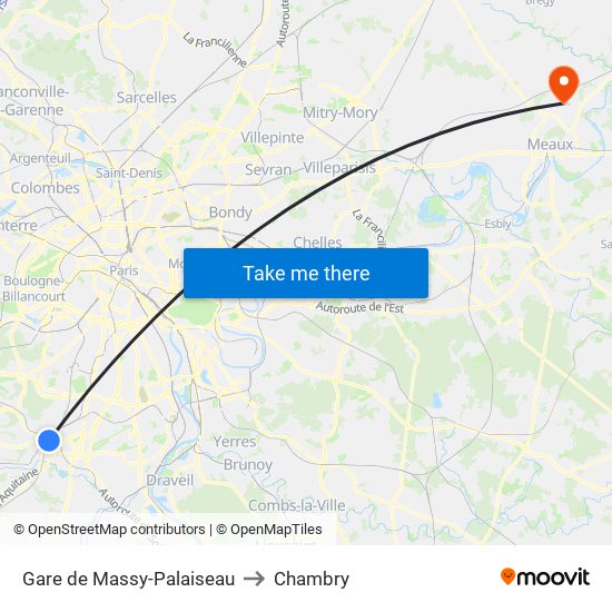 Gare de Massy-Palaiseau to Chambry map