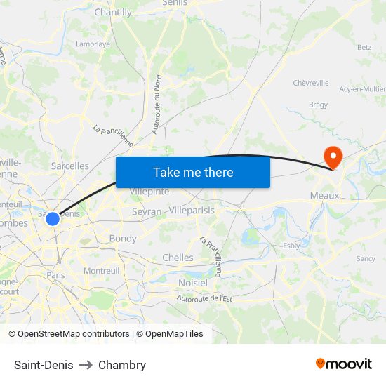 Saint-Denis to Chambry map