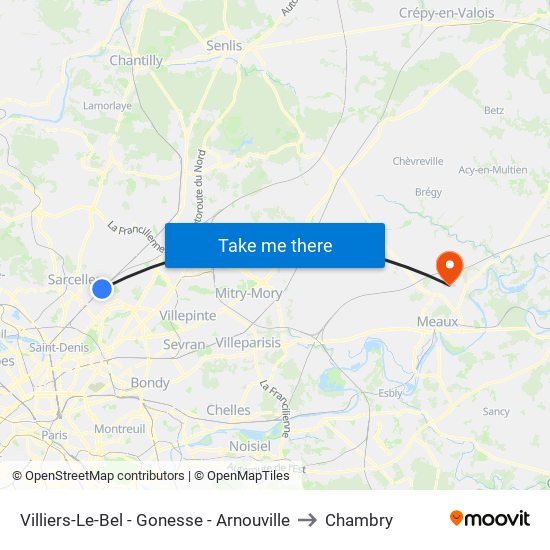 Villiers-Le-Bel - Gonesse - Arnouville to Chambry map