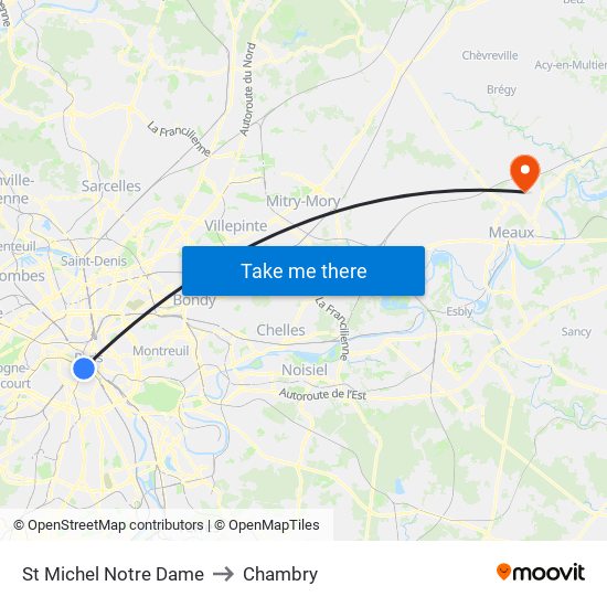 St Michel Notre Dame to Chambry map