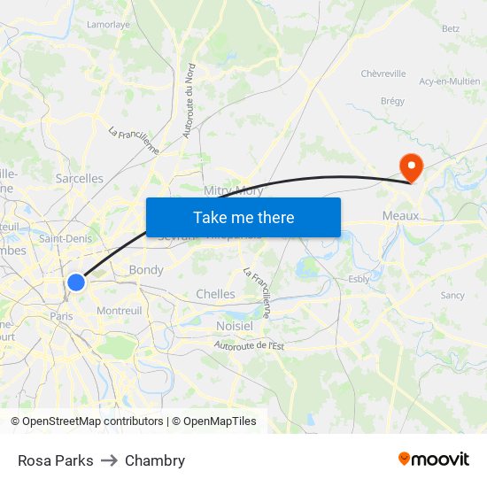 Rosa Parks to Chambry map