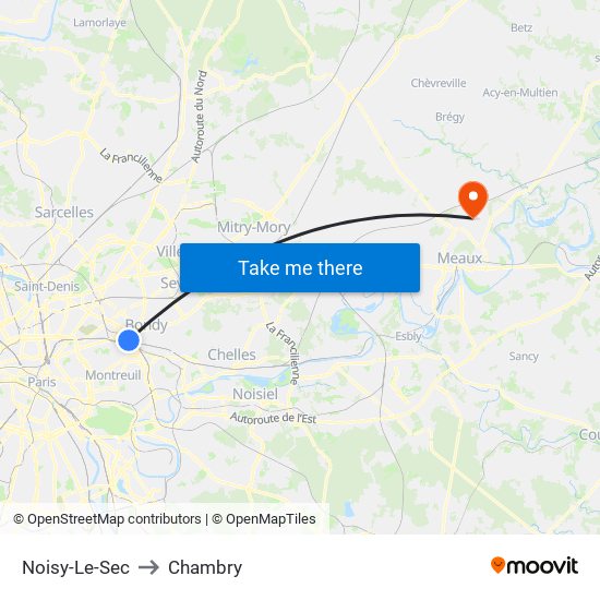 Noisy-Le-Sec to Chambry map