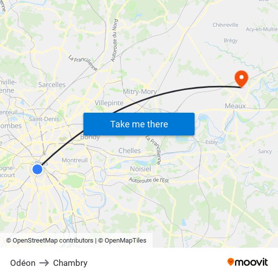 Odéon to Chambry map