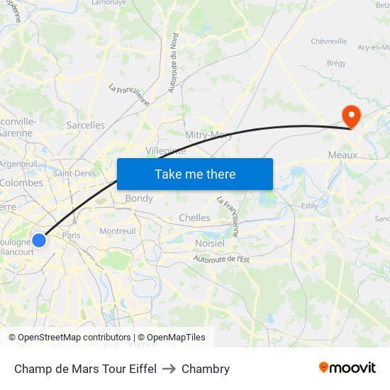 Champ de Mars Tour Eiffel to Chambry map