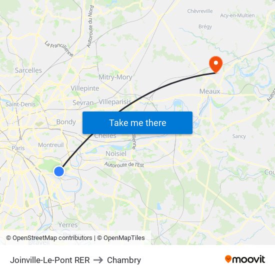Joinville-Le-Pont RER to Chambry map
